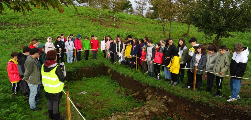 Un centenar de alumnos del IES Agra de Leborís visitan el castro de Montes Claros