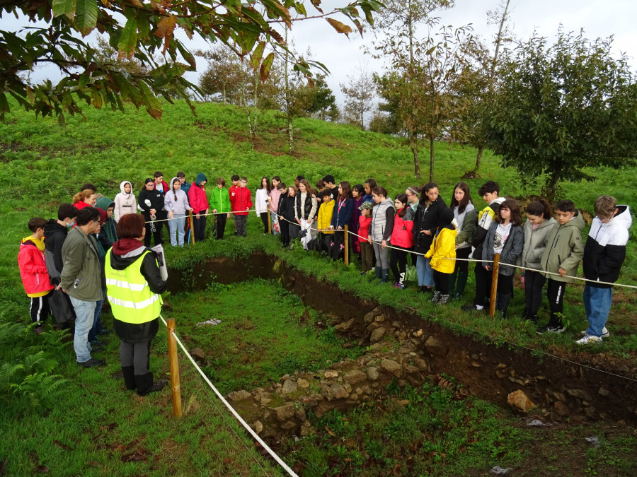 Un centenar de alumnos del IES Agra de Leborís visitan el castro de Montes Claros