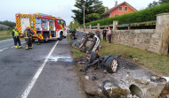 Un joven herido en un aparatoso accidente en Pazos de Abaixo, Ponteceso