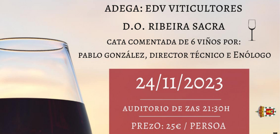 Cata de vinos en el auditorio de Zas, este viernes