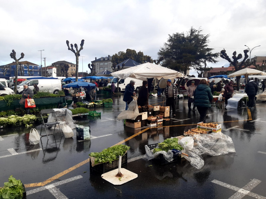 Las verduras para el cocido, grandes protagonistas de una feria en Paiosaco pasada por agua