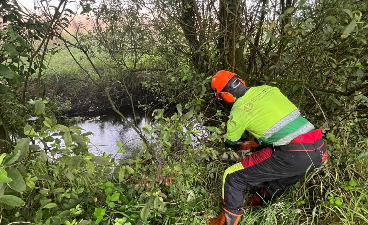 La Xunta realiza labores de conservación en dos tramos de canales fluviales de Mazaricos