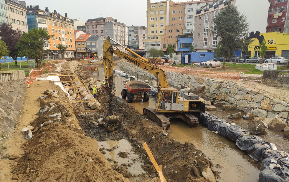 Las obras de Augas de Galicia en el Anllóns se aceleran antes de que aumente el nivel del río