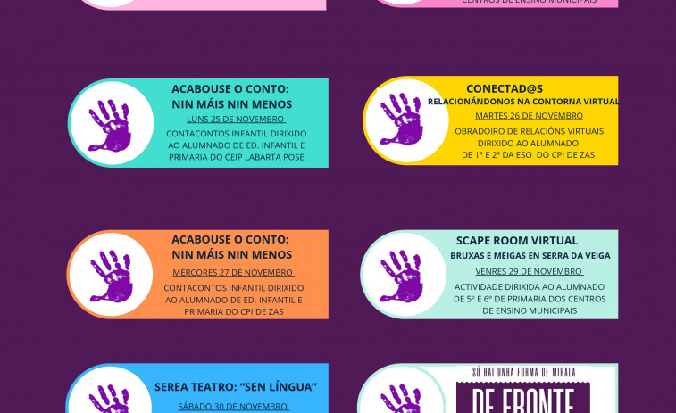 Zas conmemora el 25N con un amplio programa bajo el lema ‘Contra as violencias, educación’