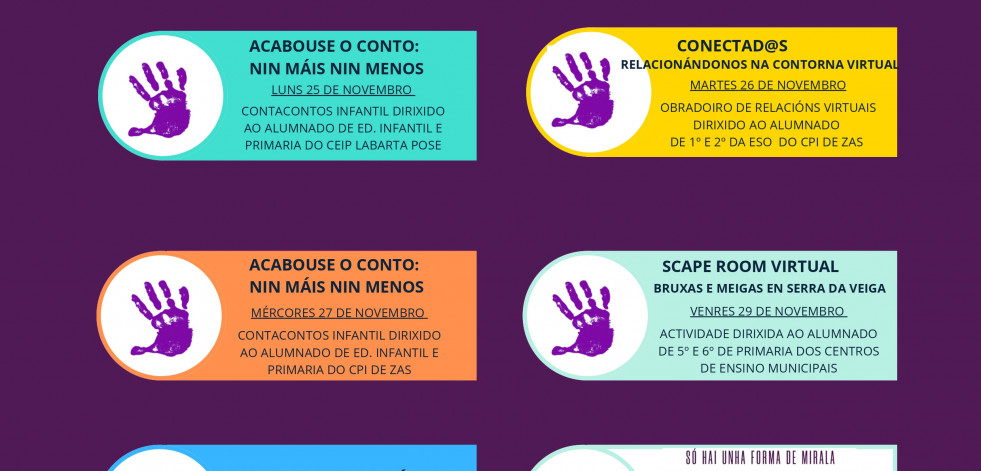 Zas conmemora el 25N con un amplio programa bajo el lema ‘Contra as violencias, educación’