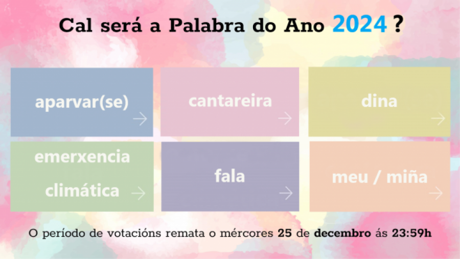 “Aparvar(se)”, “cantareira”, “dina”, “emerxencia climática”, “fala” e “meu”, finalistas na elección da Palabra do Ano 2024