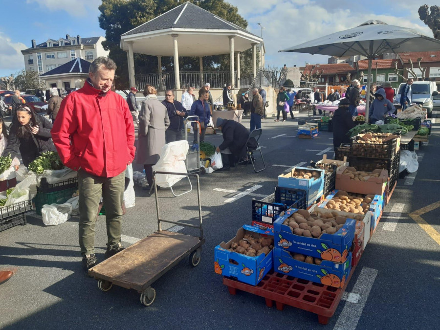 Las patatas rojas nuevas de la comarca llegan a la feria de Paiosaco a dos euros