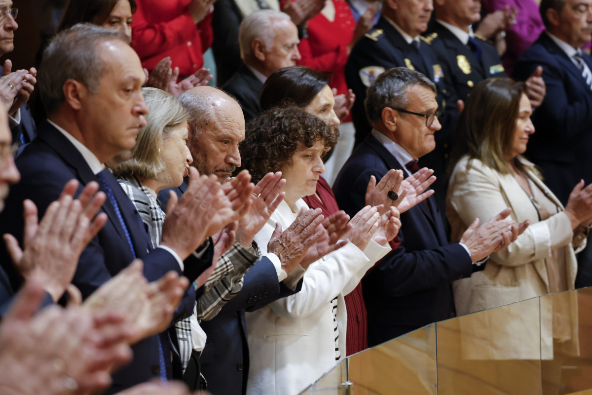 SANTIAGO DE COMPOSTELA, 16/04/2024.- La tribuna de invitados en la apertura de la Sesión plenaria de apertura de la XII legislatura, este martes, en Santiago de Compostela. EFE/Lavandeira jr